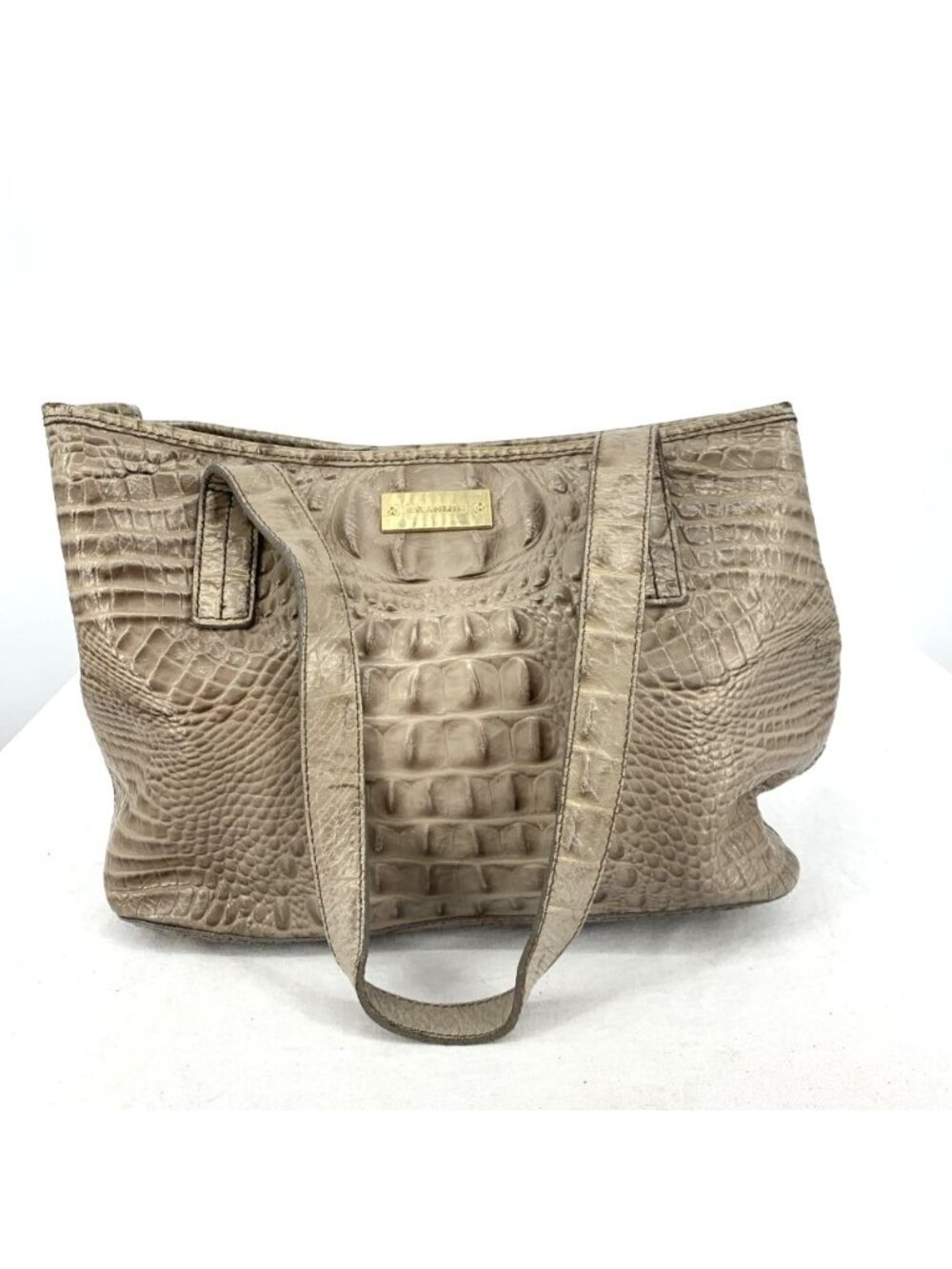 Brahmin Purse Handbag Asher Embossed Croc Leather Tote Handbag Tan